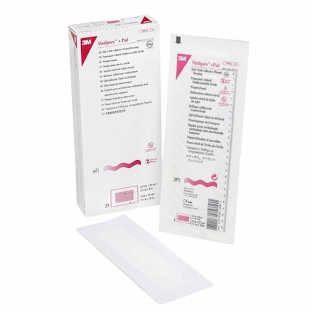 3M Medipore Adhesive Dressing 3-1/2 X 10 Inch Soft Cloth Rectangle White Sterile, 25PK 3571